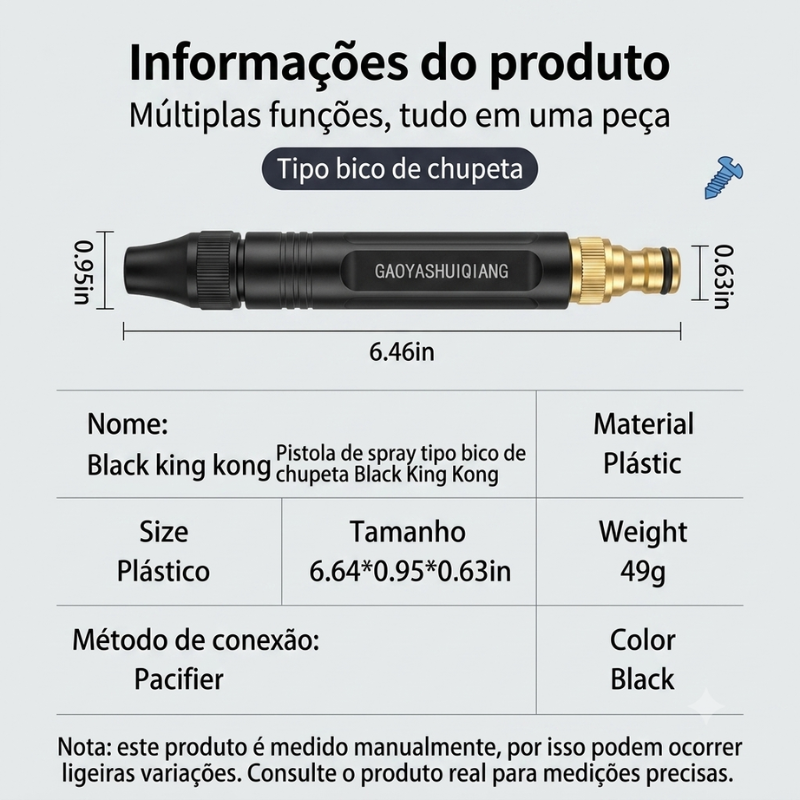 Pistola de água de alta pressão para lavagem de carros em casa